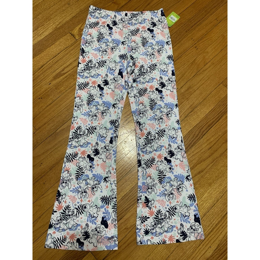 Disney Stitch Floral Flare Leg Yoga Stretch Pants Womens Size Large
